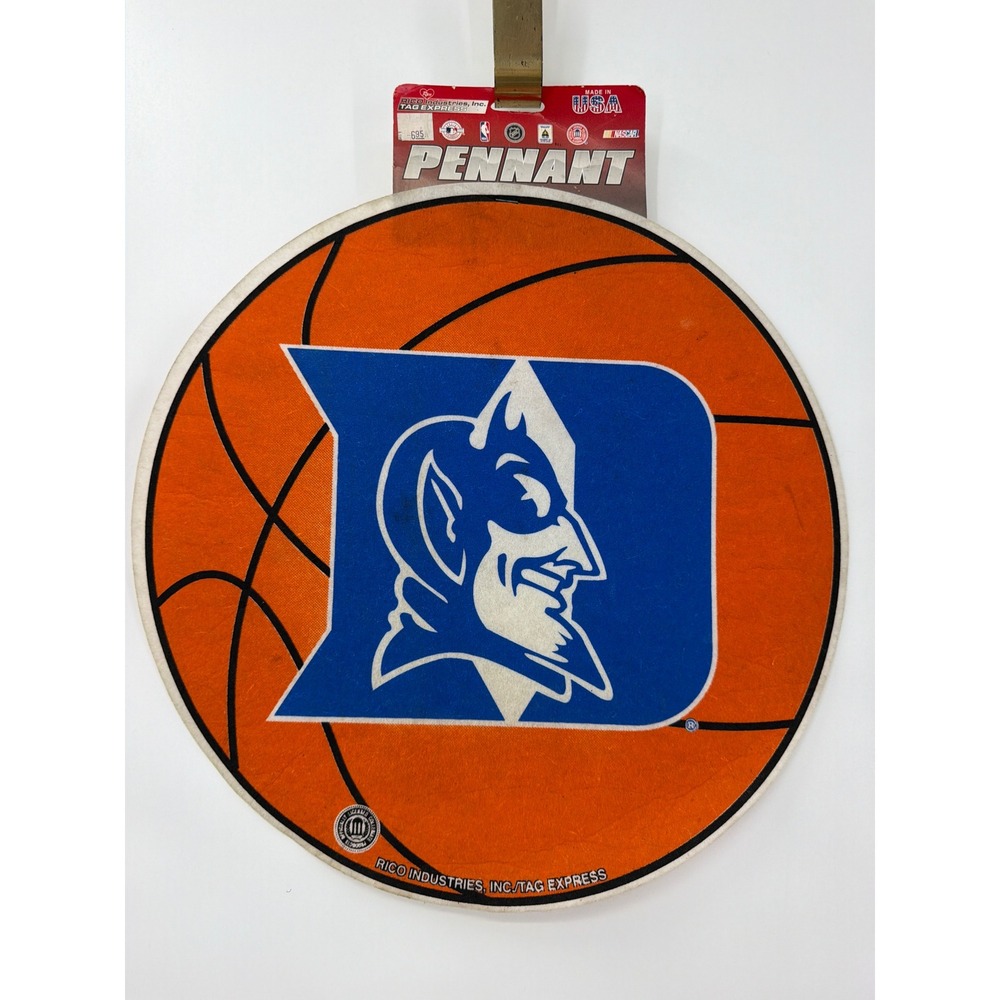 Vintage Duke Blue Devils Round Basketball Pennant Rico Industries NCAA 14.5 Inch